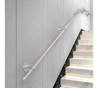 Corrimano in acciaio inox per scale, 30 cm/2,4 cm/4 m/6 m, ringhiera in metallo argentato a parete per corridoi interni/esterni, maniglione di sicurezza per anziani e bambini