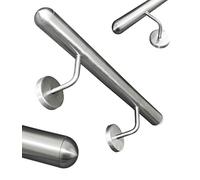 Corrimano in acciaio inox V2A, 42,4 mm, 240 K, rettificato, con terminale rotondo, emisfero, 2500 mm