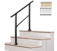 Corrimano in acciaio zincato a 3 gradini per gradini interni ed esterni, corrimano di transizione regolabili per portico, giardino, ingresso casa, balcone - Kit completo(Height 95cm,120cm/47inch)