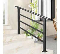 Corrimano in acciaio zincato per gradini esterni ringhiera per terrazze corrimano per portico regolabile con 3 barre trasversali corrimano antiscivolo per gradini in cemento o legno(B,150cm/59inch)
