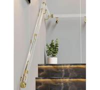 Corrimano in acrilico trasparente per scale, antiscivolo, in cristallo trasparente, corrimano per scale da interni, kit completo, 3,5 m, ringhiera per scale da interni color oro, disponibile in