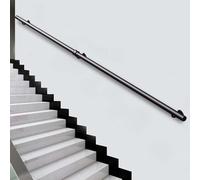 Corrimano in ferro battuto da 1 a 6 metri per scale interni/esterni, ringhiera a parete, kit di corrimano a tubo tondo nero con barre di supporto antiscivolo (150 cm)