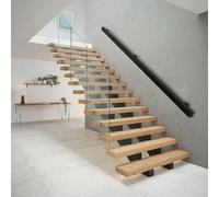 Corrimano in ferro battuto in metallo nero, guida di sicurezza antiscivolo per anziani e bambini, 400 cm, ringhiera per scale durevole e sicura, per uso domestico e esterno