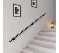 Corrimano in Ferro battuto - Staffe per ringhiera per Scale montate a Parete per corridoio di casa, Villa, Loft, Kit corrimano per Scale da 30 cm a 600 cm con Maniglia Antiscivolo (450 cm)