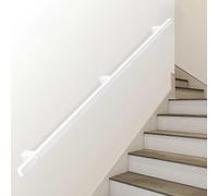 Corrimano in ferro bianco per impieghi gravosi, robusto corrimano di sicurezza per scale, supporto a parete per scale interne e terrazze esterne, corrimano per scale industriali da 1 2 3 4 5 6 metri(1