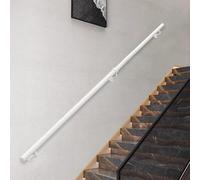 Corrimano in ferro moderno da 330 cm, kit di ringhiere per scale in acciaio forgiato bianco con staffe a parete e viti in metallo per la sicurezza interna ed esterna.