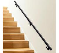 Corrimano in ferro zincato da 30-600 cm con staffe | Ringhiera per scale antiscivolo per interni ed esterni barra di sostegno | Ringhiera per scale montata a parete - Kit completo(30cm)