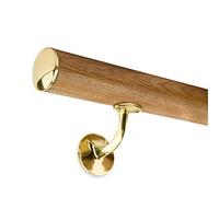 Corrimano in legno di quercia laccato 45 mm rotondo con tappo in ottone e supporti (280 cm + 3 supporti)