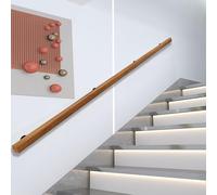 Corrimano in Legno, Kit Completo con Staffa in Metallo, corrimano per Scale Interne ed Esterne, ringhiera per Montaggio a Parete, Sicuro e Antiscivolo, Adatto per balconi di Ville (A, 300CM)