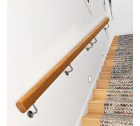 Corrimano in legno per scale ringhiera da parete per interni ed esterni, supporto in acciaio inox, disponibile in 1 m, 1,5 m, 2 m, 3,6 m (dimensioni: 130 cm)