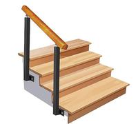Corrimano in Legno, Ringhiera per Scale per Gradini Esterni Adatta da 2 a 3 Gradini Portico Anteriore Ringhiere di Transizione Corrimano in Ferro Battuto con 2 Picchetti Regolabili a 270° ( Colore : H