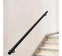 Corrimano in metallo nero, Corrimano per scale con montaggio a parete, 1m 150cm 2m 240cm 3m 6m Asta di supporto per ringhiere per scale in tubo tondo per corridoio di soppalchi di ville(540cm)