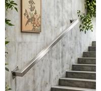 Corrimano Moderna Industriale Argento 1-20FT Acciaio Inox a Parete Sicurezza per Decorazione Ristrutturazione(350cm)