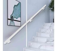 Corrimano moderni per scale, 1 2 3 4 5 6 metri corrimano in metallo per scale interni ed esterni montaggio a parete, ringhiera in tubo di ferro battuto nero/bianco(Bianco,210cm)