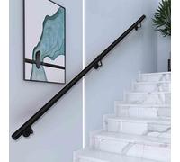 Corrimano moderni per scale, 1 2 3 4 5 6 metri corrimano in metallo per scale interni ed esterni montaggio a parete, ringhiera in tubo di ferro battuto nero/bianco(Nero,270cm)