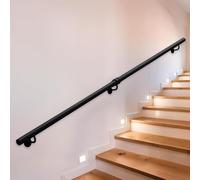 Corrimano Moderni Per Scale Interne, Staffa In Ferro Battuto Nero Ringhiera Per Scale Antiscivolo Ringhiera Di Sicurezza Montato A Parete Asta Di Supporto Con Raccordi 1m 2m 3m 4m 5m 6m(270cm)