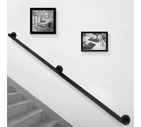 MARXAN Corrimano Moderno in Ferro battuto, 1 2 3 4 5 6 Metri Corrimano Nero per Scale Interne ed Esterne, Barra di Supporto montata a Parete con staffe Corrimano per Scale(100cm)