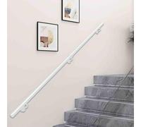 Corrimano moderno per scale - 60cm/1m/2,8m/3m/3,5m/4,2m/570cm - Tubo rotondo bianco, corrimano in ferro battuto da parete per scale, gradini interni ed esterni - Kit completo(420cm)