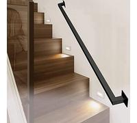 Corrimano Moderno per Scale Quadrato Nero - Balaustre in Ferro Battuto, Ringhiera per Corrimano, Asta di Supporto per Parete, Ringhiere per Bancone da Bar Interni Esterni, Poggiapiedi