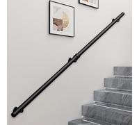 Corrimano moderno per scale - Ringhiera per scale di sicurezza antiscivolo da parete da 1 m/2 m/3 m/4 m con staffe - Kit ringhiera per interni/esterni - Tubo tondo nero(90cm)