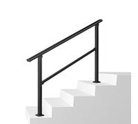 Corrimano montati a pavimento per gradini esterni, corrimano di transizione in metallo nero, ringhiera regolabile per scale da veranda per gradini in cemento o scale in legno(Height 95cm,60cm/24inch)