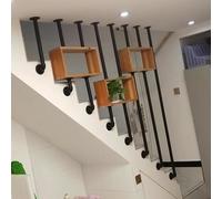 Corrimano nero industriale per scale ringhiera in tubo metallico a forma di L Balaustra in ferro battuto Soffitto Montato per villa loft e arredamento moderno per la casa