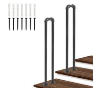 Corrimano Nero per gradini Interni ed Esterni,corrimano di Sicurezza in Ferro battuto a Forma di U,picchetto per corrimano di Transizione Adatto a 1 Gradino,Kit per ringhiera per Scale(35cm)