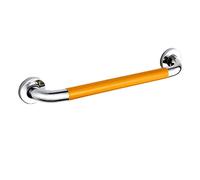 Corrimano per doccia, in acciaio inossidabile 304 + maniglia antiscivolo gialla cromata lucida, guida di supporto di sicurezza per anziani e donne incinte, disabili, WC, doccia, 58 cm