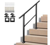Corrimano per esterni adatto a 1-3 gradini, ringhiere regolabili per scale nere, corrimano di transizione per esterni per portico e giardino(Height 85cm,150cm/59inch)