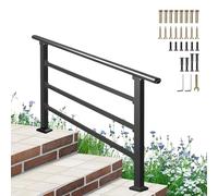 Corrimano per esterni da 1 a 3 gradini, ringhiera per portico montata a pavimento, corrimano di transizione, barra di sostegno con barre trasversali, corrimano da giardino regolabile(B,100cm/40inch)