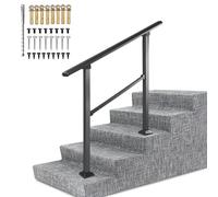 Corrimano per esterni per 2-3 gradini, kit di ringhiere per scale regolabili, corrimano di transizione in metallo nero con kit di installazione per gradini in cemento(Height 95cm,80cm/32inch)