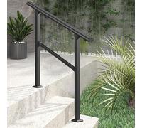 Corrimano per gradini esterni, adatti da 1 a 3 gradini, corrimano per scale, supporto in ferro battuto montato a pavimento, ringhiera di transizione moderna per veranda con terrazza(B,80cm/32inch)