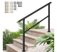 Corrimano per gradini esterni, adatto a 2 o 4 gradini, corrimano regolabile in ferro zincato, ringhiera per scale, parapetto di sicurezza industriale antiscivolo(B,120cm/47inch)