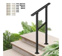 Corrimano per gradini esterni, corrimano per scale nero in ferro zincato di transizione per balconi e verande, ringhiera regolabile con kit di installazione, barra di sicurezza(B,120cm/47inch)