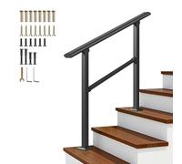 Corrimano per gradini esterni, ringhiera regolabile per gradini in cemento o legno, corrimano per patio moderno, corrimano antiscivolo di sicurezza - Nero(A,60cm/24inch)