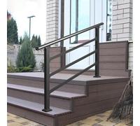 Corrimano per gradini esterni, ringhiere regolabili per portici in acciaio zincato, corrimano di supporto per scale, corrimano di sicurezza antiscivolo con 3 barre trasversali(B,120cm/47inch)