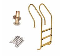 Corrimano per piscina a 3 gradini, scaletta per piscina in acciaio inossidabile, corrimano sicurezza per piscine interrate, sistema di ingresso e uscita con ringhiera per piscine(Gold)