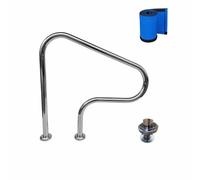 Corrimano per piscina, ringhiera per piscina con rivestimento antiscivolo blu, corrimano per scalini in acciaio inossidabile, resistente alla ruggine e agli agenti atmosferici (argento)(C)