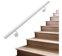 Corrimano per ringhiera delle scale, corrimano rotondo in metallo battuto, montaggio a parete, 60cm 80cm 1m 120cm 1.5m 2m 240cm 2.5m 3m 4.8m ringhiera per scale bianco - kit completo(600cm)