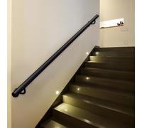 Corrimano per ringhiera di scale industriali, corrimano in metallo da parete da 6ft/8ft/10ft/12ft/13ft per scale interne e gradini esterni, staffa per barra di sostegno, nero(420cm)