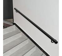 Corrimano per ringhiera per scale in metallo nero da 30-600 cm, ringhiera in tubo di ferro industriale con supporti a parete e viti in metallo, maniglia di sicurezza per anziani(420cm)