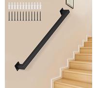 Corrimano per ringhiera per Scale Nero - Kit Completo. Corrimano a Parete Ringhiere per Scale in Ferro battuto in Metallo per gradini Esterni o Scale Interne - Design a Tubo Quadrato (Size : 480cm)