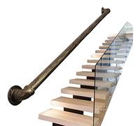 Corrimano per ringhiera per scale vintage - Kit completo da 1 piedi a 20 piedi, ringhiera per scale in ferro battuto in metallo a parete per interni ed esterni, piombo diretto alla tromba delle scale