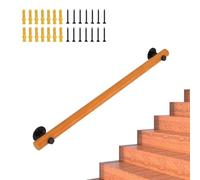 Corrimano per ringhiere da scala a muro, Asta di supporto di sicurezza for corrimano for scale montata a parete, staffa in ferro e legno di pino, dimensioni multiple(2ft/60cm)