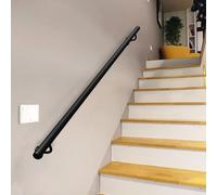 Corrimano per scala in metallo - Kit completo, ringhiera a parete per gradini esterni e scale interne, barra di sostegno di sicurezza antiscivolo per verande e terrazze, nero(450cm)