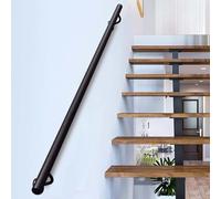 Corrimano per scale, 1, 2, 3, 4, 5, 6 metri, corrimano in metallo per scale, per interni ed esterni, montaggio a parete, corrimano antiscivolo, ringhiera per scale in tubi industriali, nero(120cm)