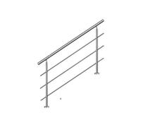 Corrimano per scale 120 cm, balcone, balaustra, ringhiera in acciaio inox con...