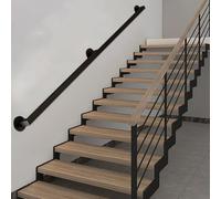 Corrimano per scale 80 cm 1 m 120 cm 1,8 m 2,4 m 3 m 3,6 m 4,2 m 6 m, corrimano per scale nero per interni ed esterni montato a parete, corrimano per barre di sostegno in tubo di metallo(600cm)