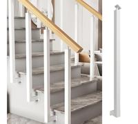 Corrimano per Scale A Montaggio Laterale,Montanti per Balaustre,Montanti Quadrati Ferro Battuto Ringhiera per Interni Ed Esterni,Colonne per Ringhiere con Kit di Viti(Size:100cm/39.4in,Color:Bianco)