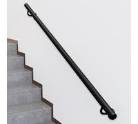 Corrimano per Scale a Parete 30 cm-600 cm Ringhiera in Tubo Tondo in Ferro Battuto in Metallo per Scale Interne Gradini Esterni | Maniglia per Balaustra Antiscivolo Zincato Nero(450cm)